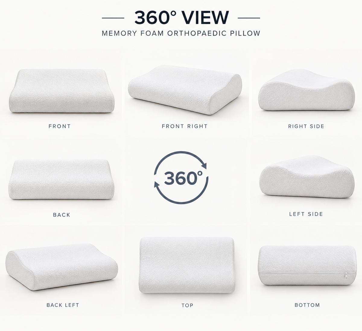 Memory Foam Solid Orthopaedic  Pillow White