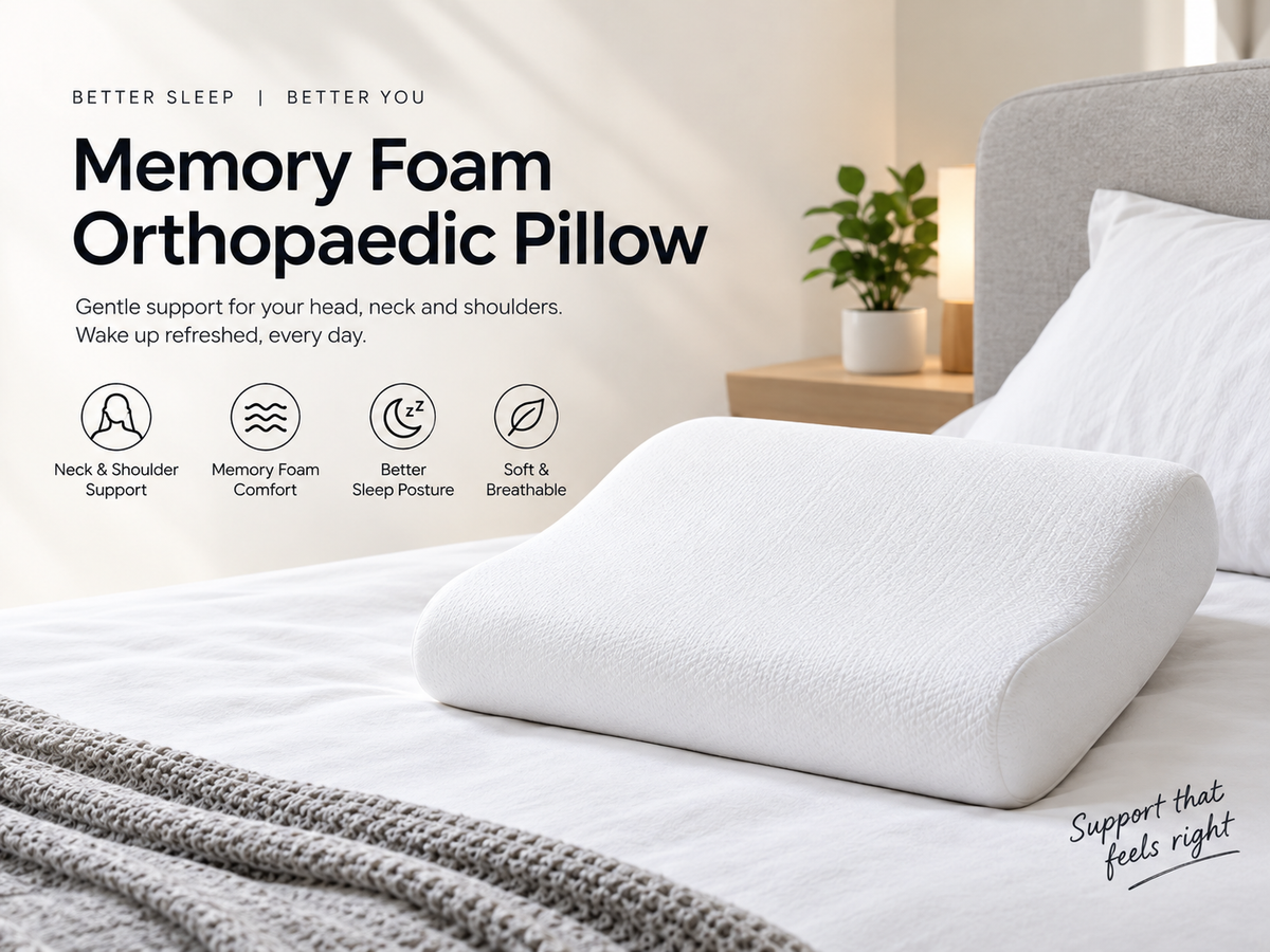 Memory Foam Solid Orthopaedic  Pillow White