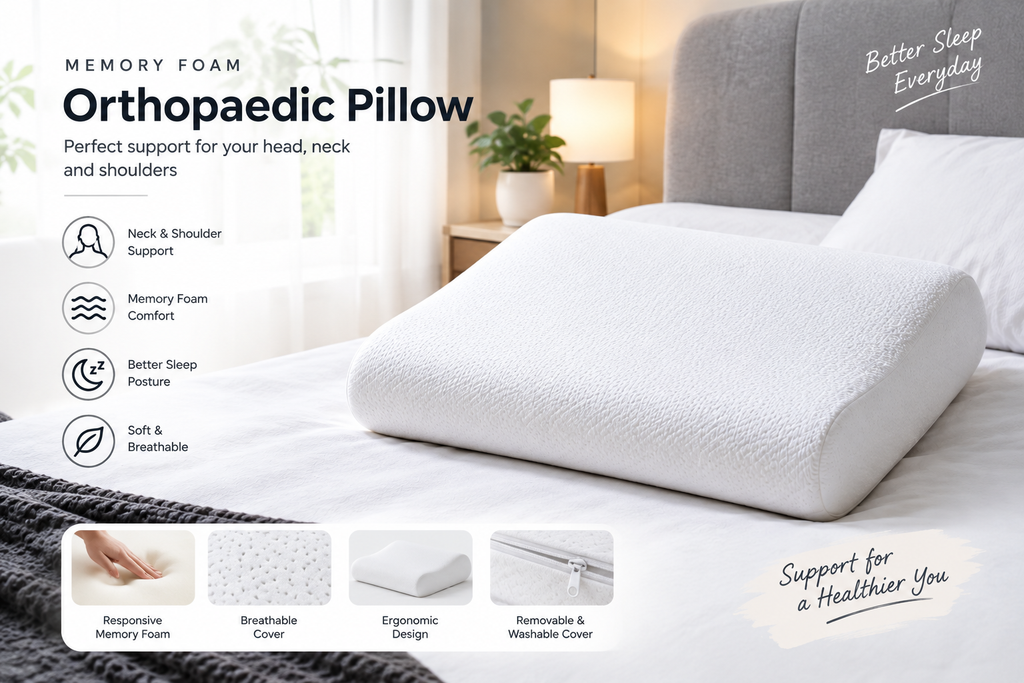Memory Foam Solid Orthopaedic  Pillow White